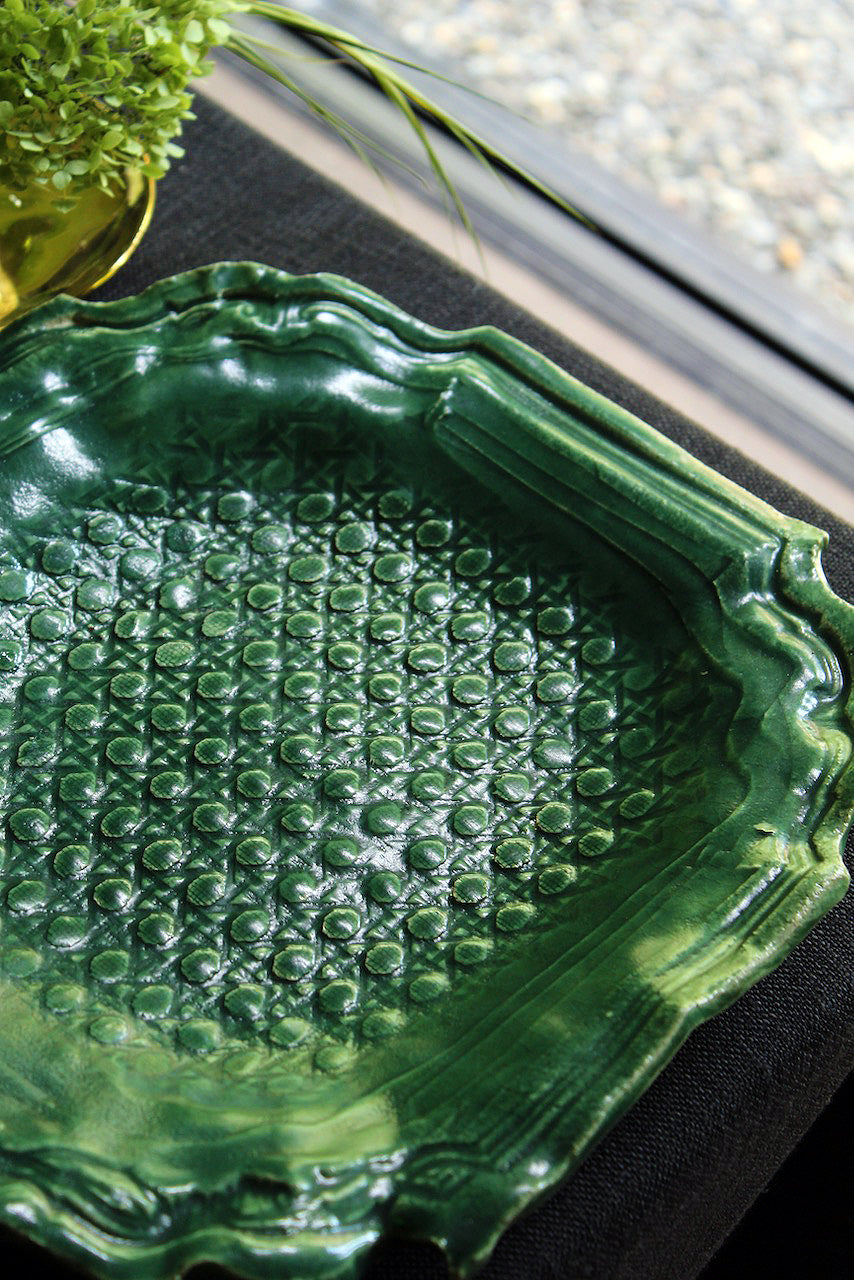 Jadeware Plate | Dark Celadon Caning