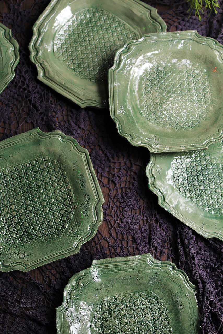 Jadeware Plates | Light Celadon Caning