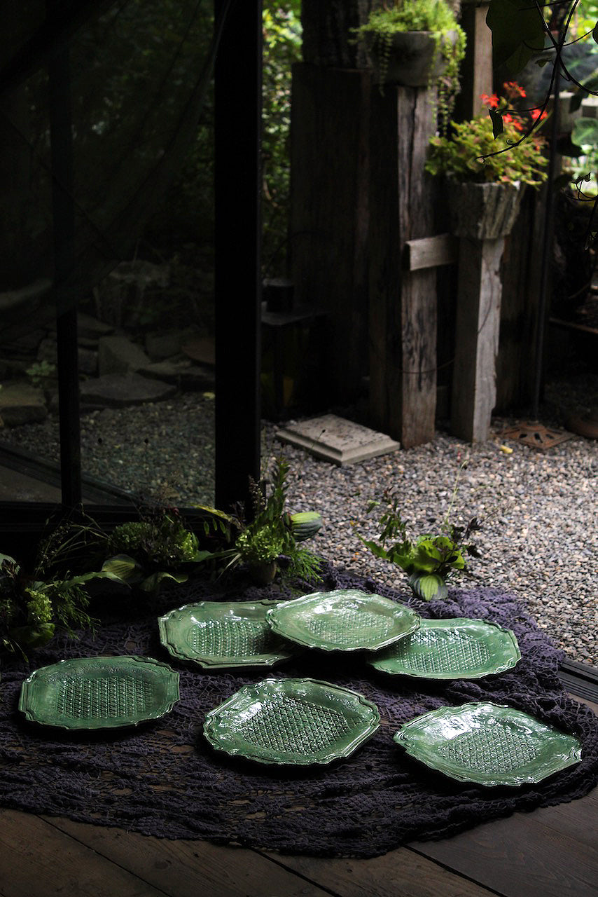 Jadeware Plates | Light Celadon Caning