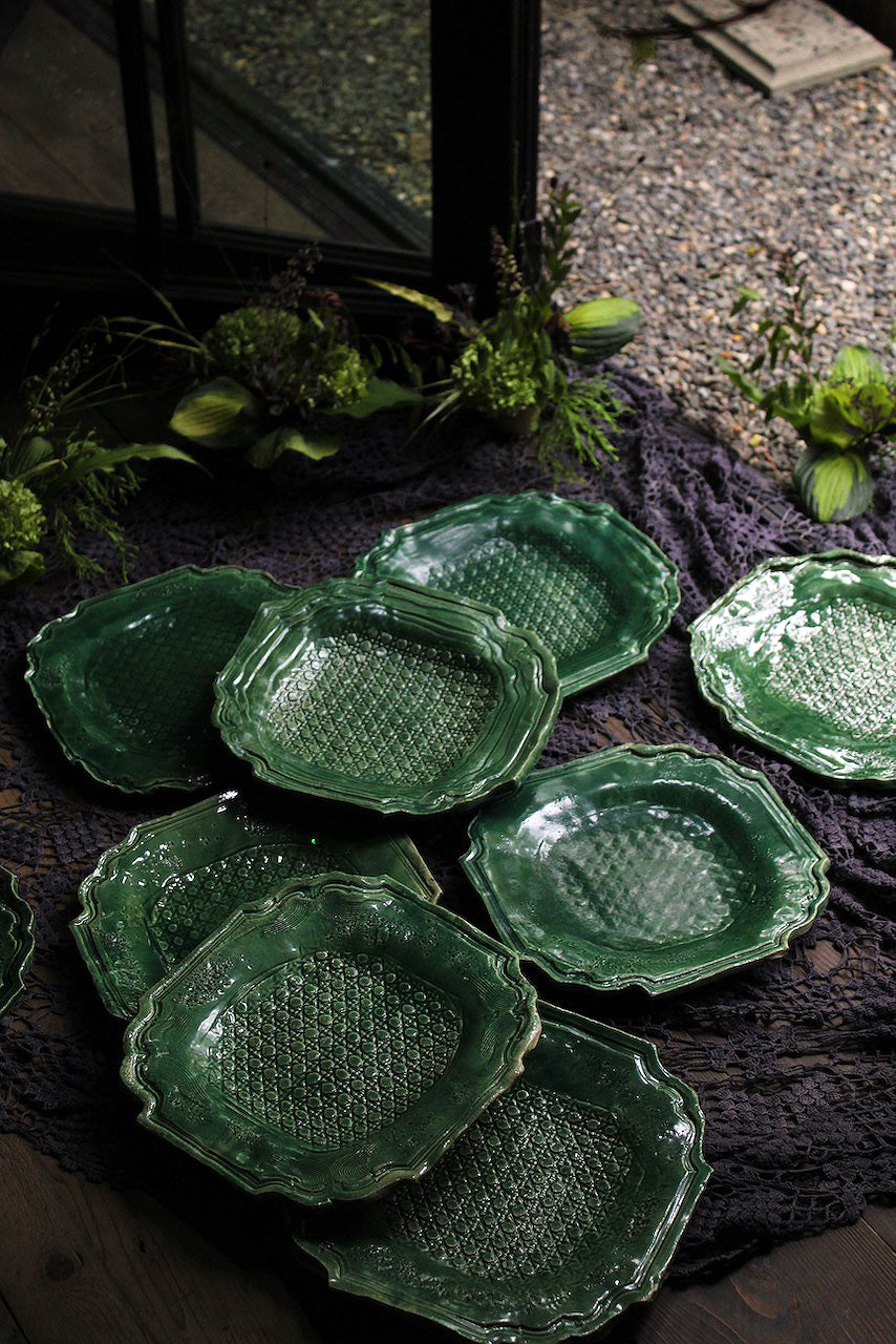 Jadeware Plate | Dark Celadon Caning