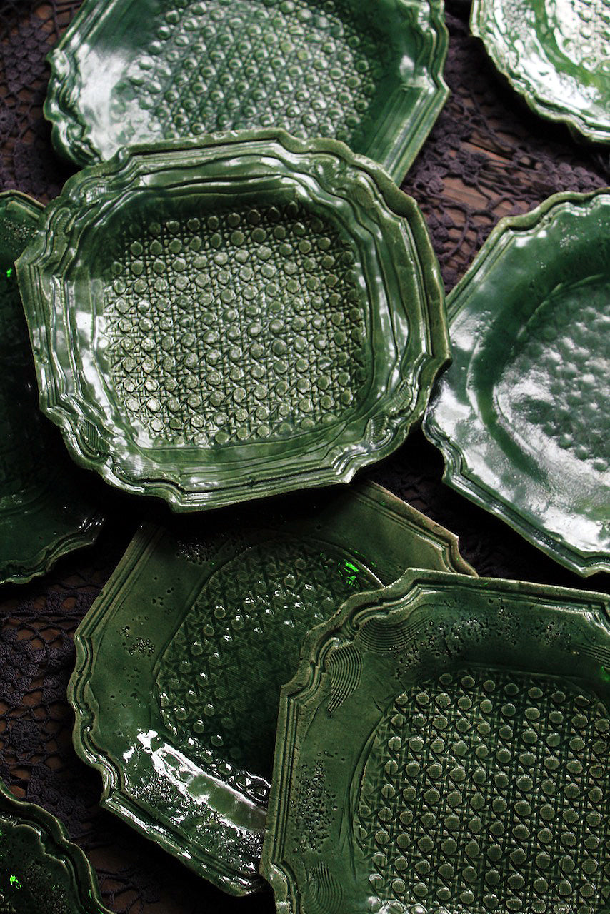 Jadeware Plate | Dark Celadon Caning