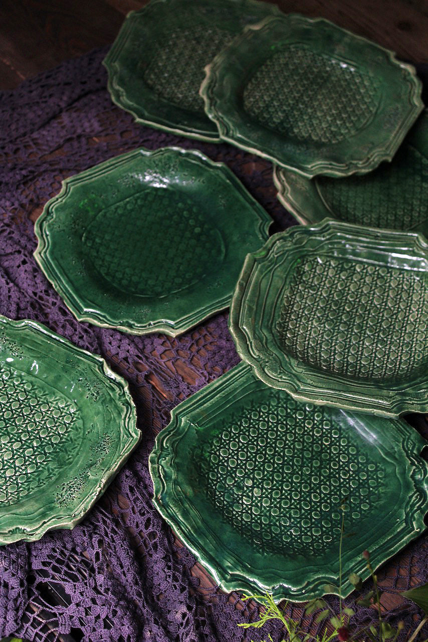 Jadeware Plate | Dark Celadon Caning