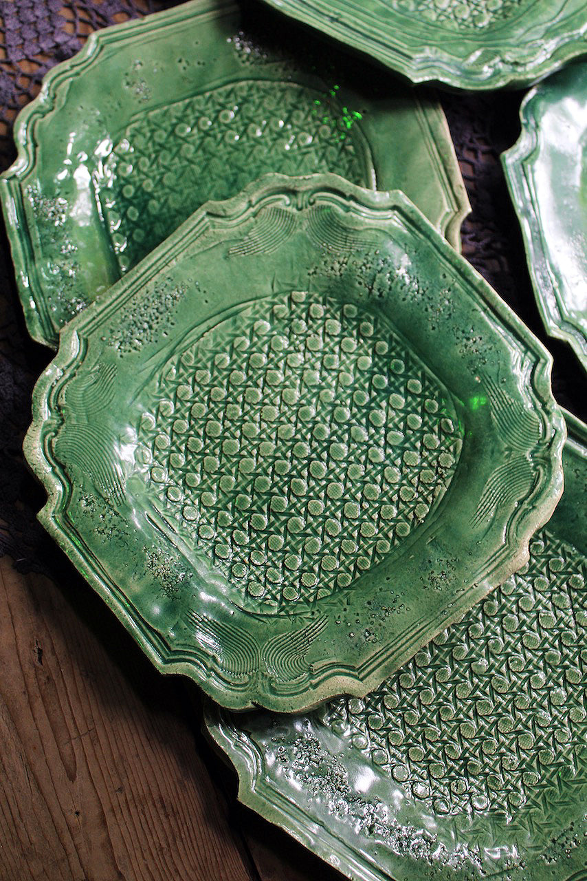 Jadeware Plate | Dark Celadon Caning