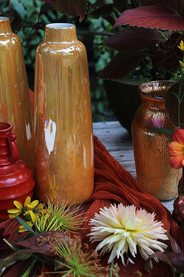 Yellow Lustre Vases